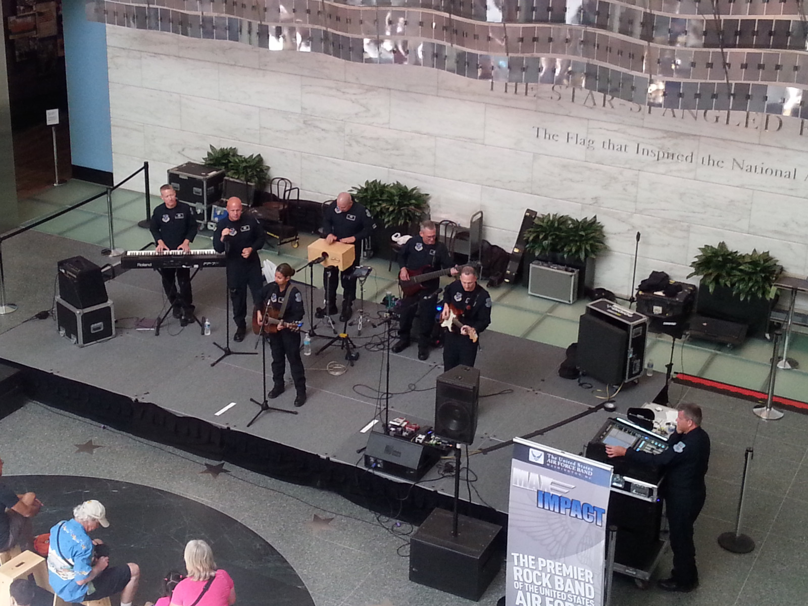 The Air Force rock band, performing in the main hall of the American History museum