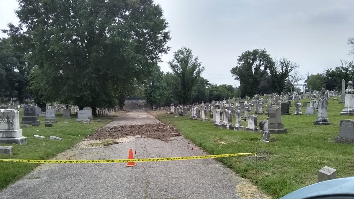The sight at Loudon Park Cemetery when I arrived