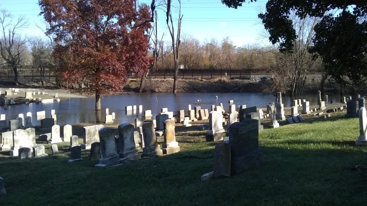 The cemetery, flooded