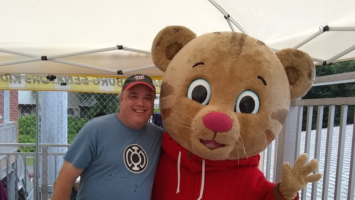 The author with Daniel Tiger, June 2019