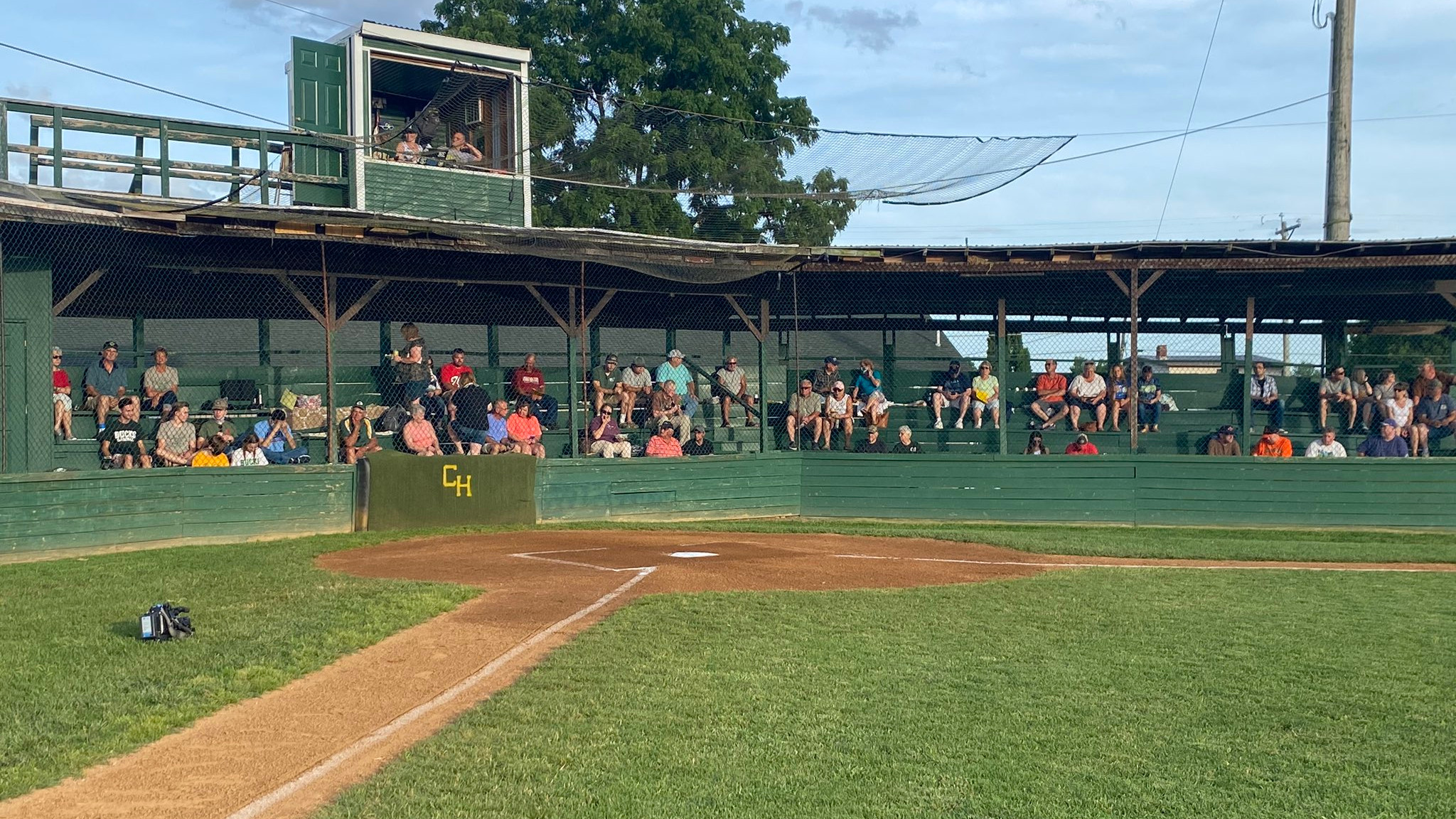 Crowd in the grandstand, Buck Bowman Field, Clover Hill, VA, June 27, 2020