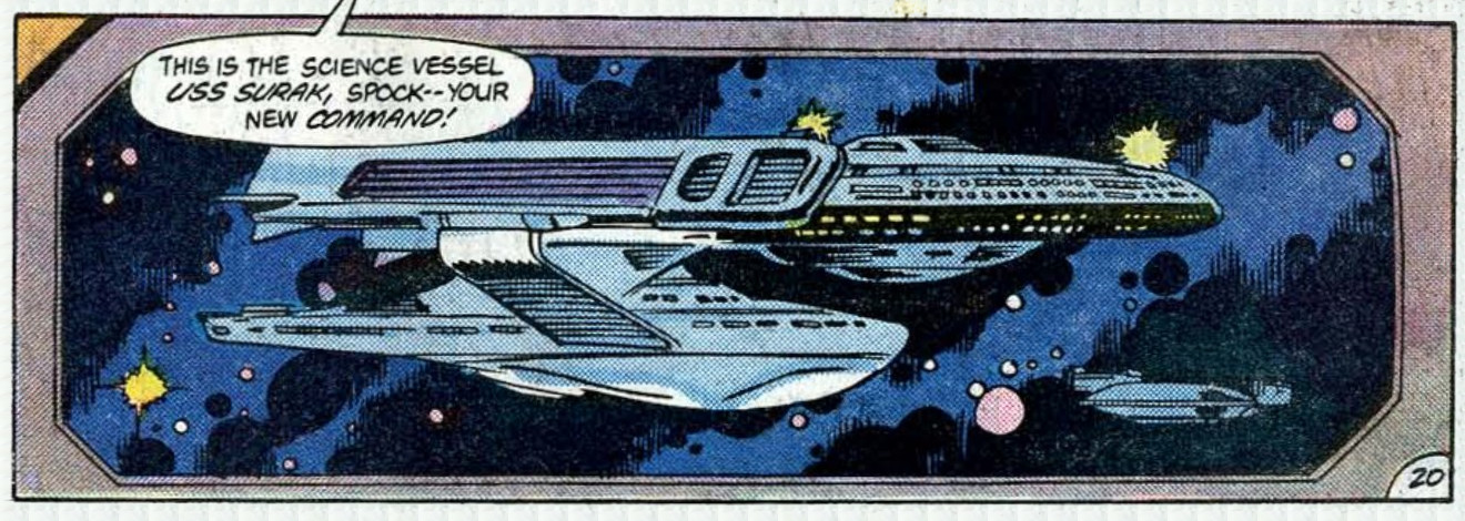 The USS Surak in Spacedock, from page 20 of DC Comics' Star Trek #16.