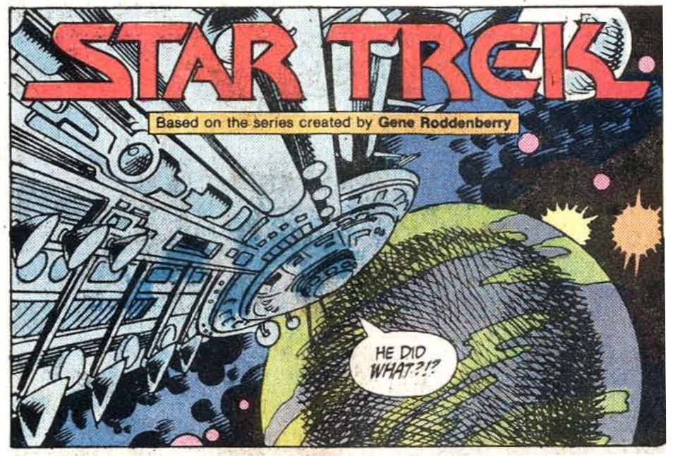 The Surak approaching a planet in space from Star Trek #26, illustrated by Tom Sutton and Ricardo Villagran.