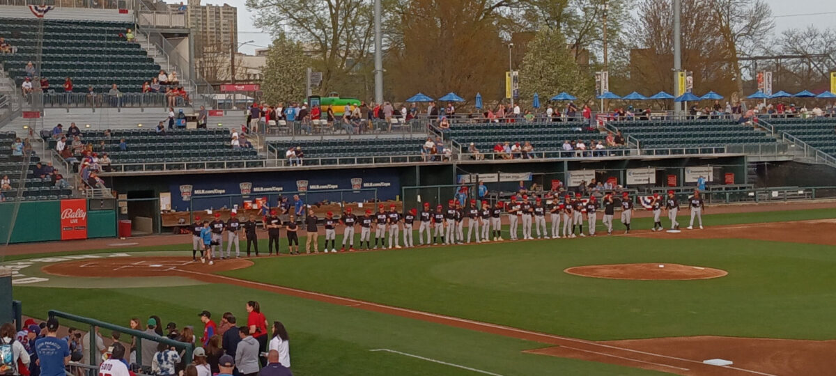 The Richmond Flying Squirrels, during pre-game ceremonies