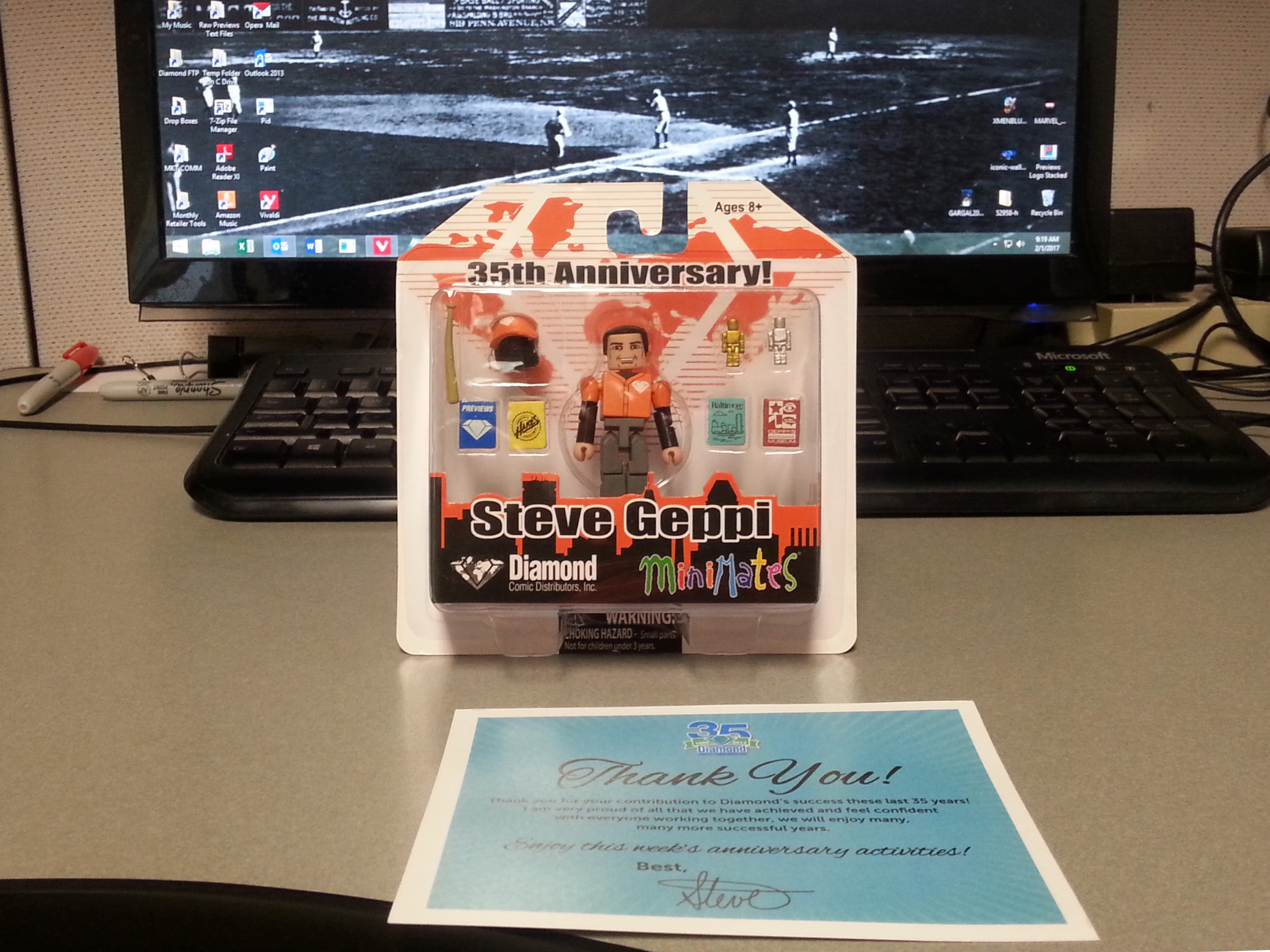 An exclusive Steve Geppi Minimates figure on my desk