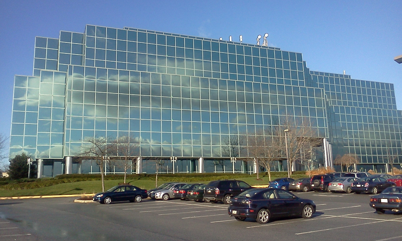 The blue glass building in Timonium that housed Diamond on the third and sixth floors. I loved the way the clouds reflected off the building.