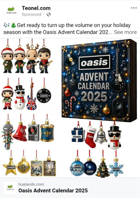 A Funko POP!-styled advent calendar with Oasis-related figures