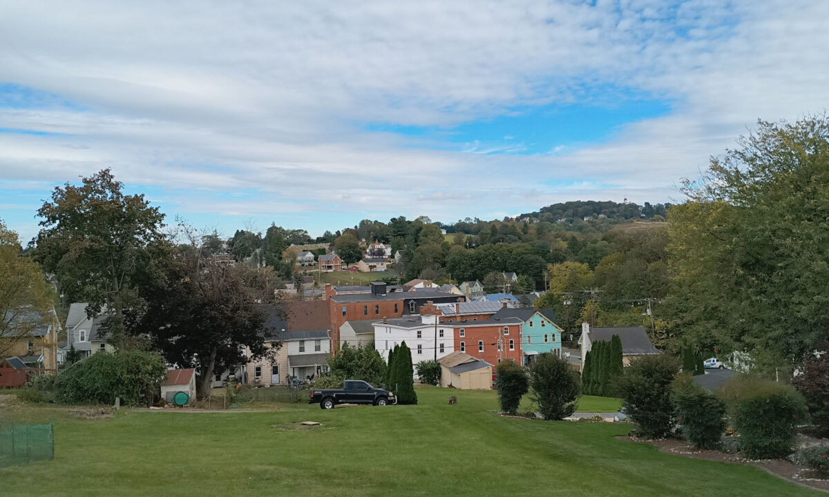 A view of Yoe from Walnut Street, nestled in the valley.