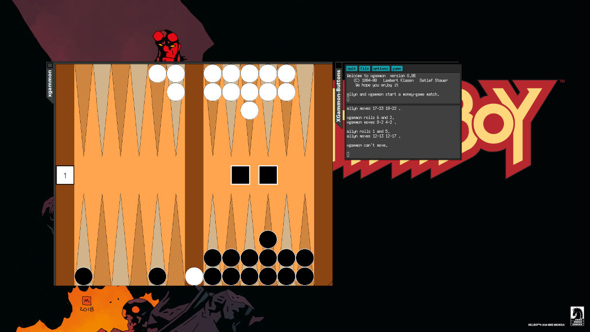 Screenshot of a game of backgammon