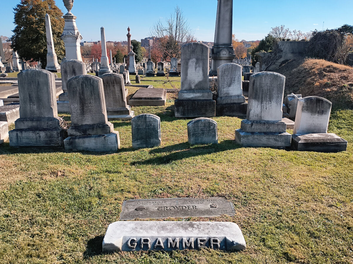 Closer view of the Grammer family plot, as described above