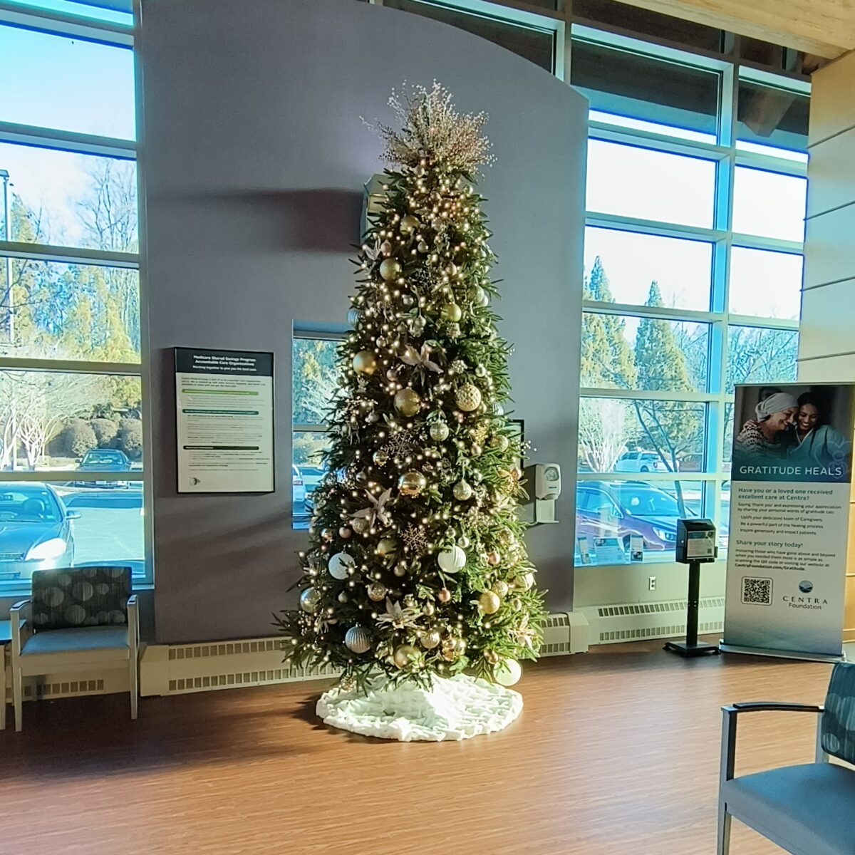 Christmas tree in the lobby of the cardiology center in Lynchburg