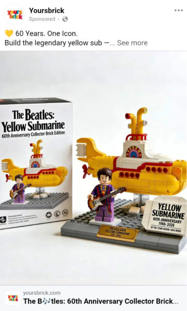 An off-brand LEGO Yellow Submarine