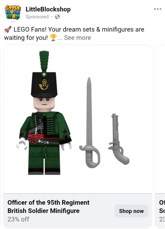 Richard Sharpe, late of the 95th Rifles, as a LEGO minifig