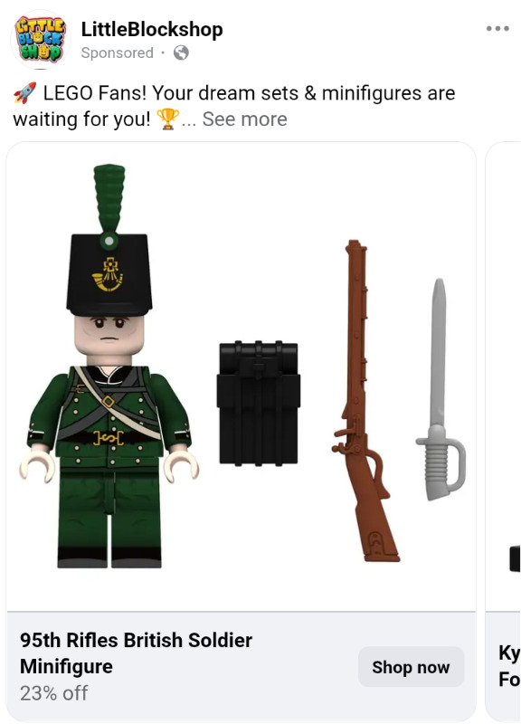 One of the "Chosen Men" of the 95th Rifles, as a LEGO minifig