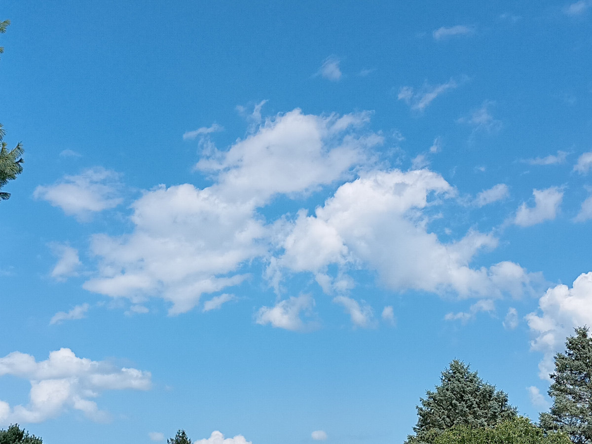 Two clouds in the sky that look like the Falkland Islands