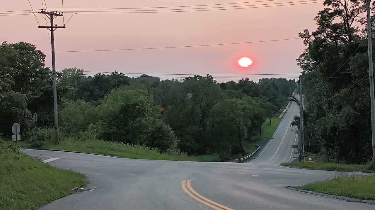 The tyrant sun low in the sky west of Dallastown